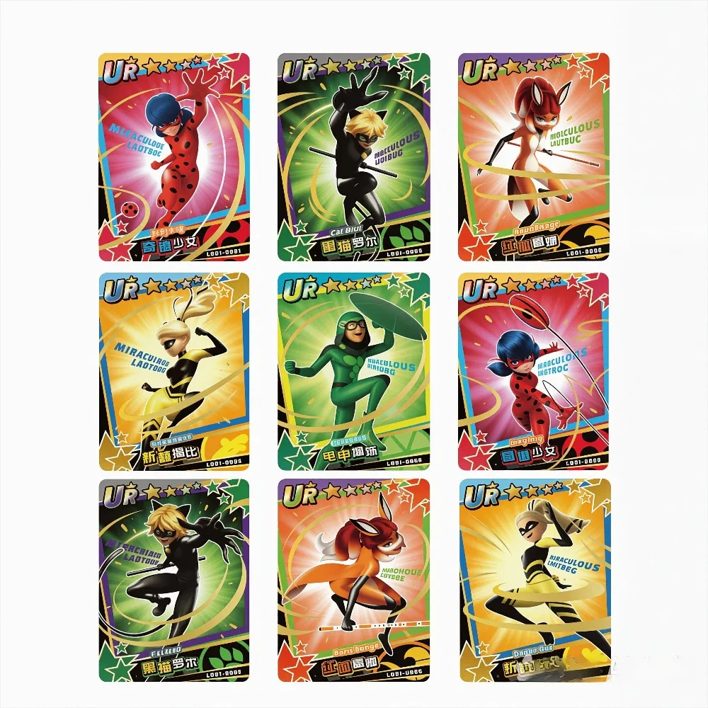 Caja Coleccionable de Tarjetas Premium Miraculous Ladybug Cat Noir, Personaje Brillante, Merchandising de Anime, Regalo Sorpresa de Cumpleaños para Fanáticos