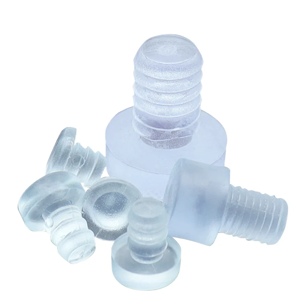 10/20/50/100pcs Clear Furniture Embedded Bumpers Glass Table Feet Soft Thread Chair Leg Stem Bottom Pad Floor Protect Anti-noise