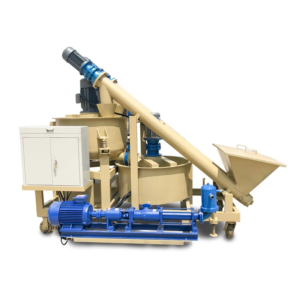 PLC intelligent construction machinery 600kg self-loading concrete cement mixer and pump