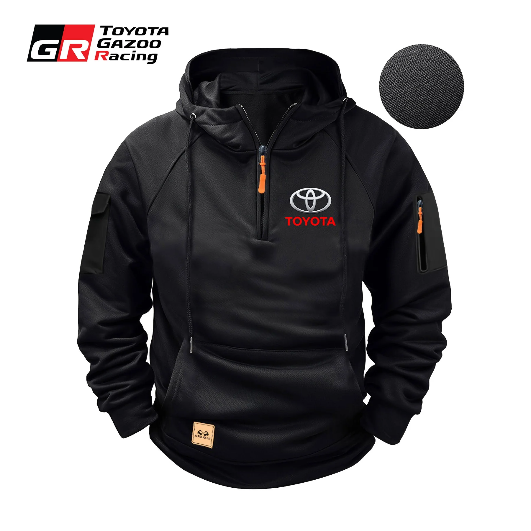 سويت شيرت رجالي كاجوال بقلنسوة للربيع والخريف مقاس أوروبي بلون سادة وشعار تويوتا بلوفر ريترو للشباب #5