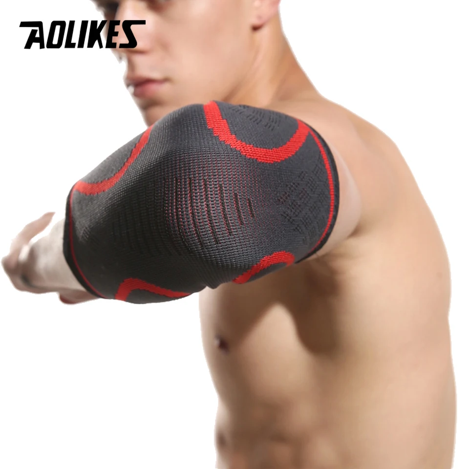 AOLIKES 1PCS Elbow Support Elastic Gym Sport Elbow Protective Pad Absorb Sweat Sport Basketball Arm Sleeve Elbow Brace