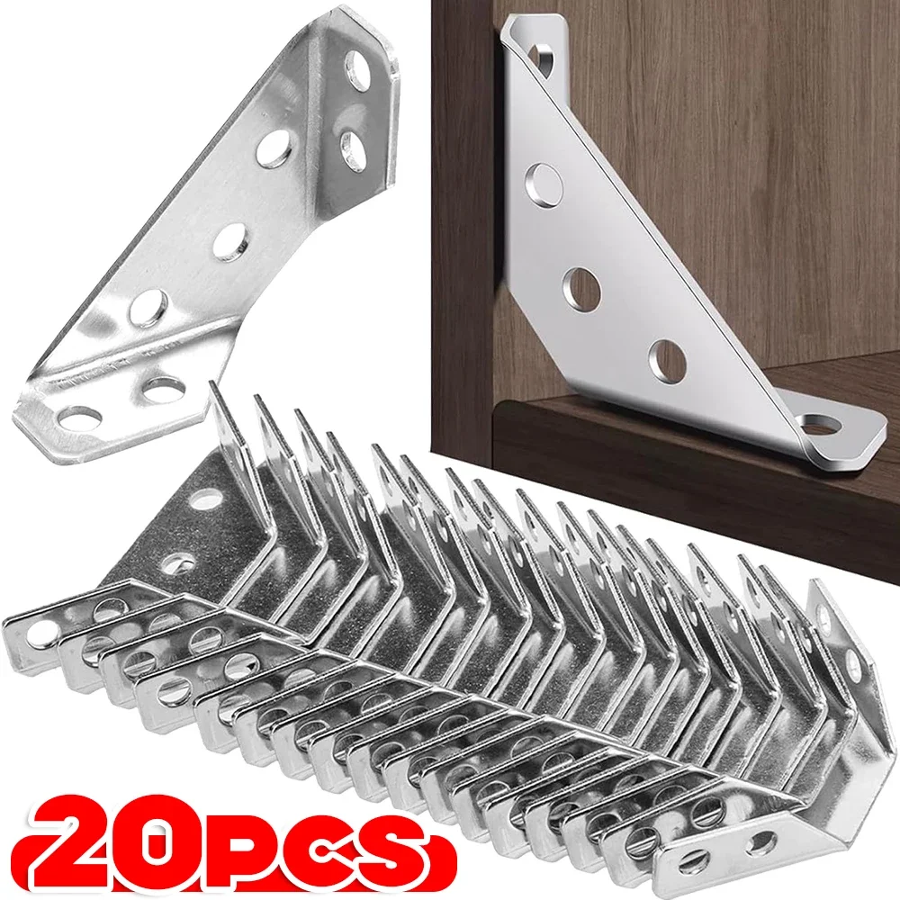 Corner Brackets Universal Stainless Steel Furniture Cabinet Drawer Support Angle Shelf Connector Brace Joint Fastener with Screw