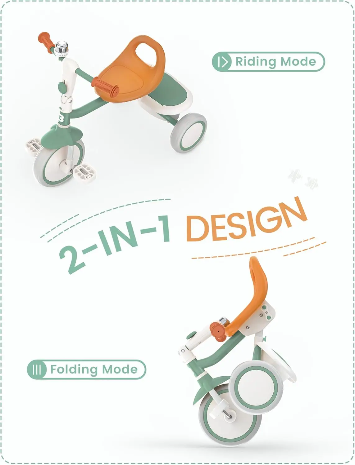 Triciclo para niños pequeños con campana, triciclo para niños de 18 meses a 5 años, triciclo para niños, bicicleta para niños pequeños de 2 a 5 años, triciclo para bebés, regalo