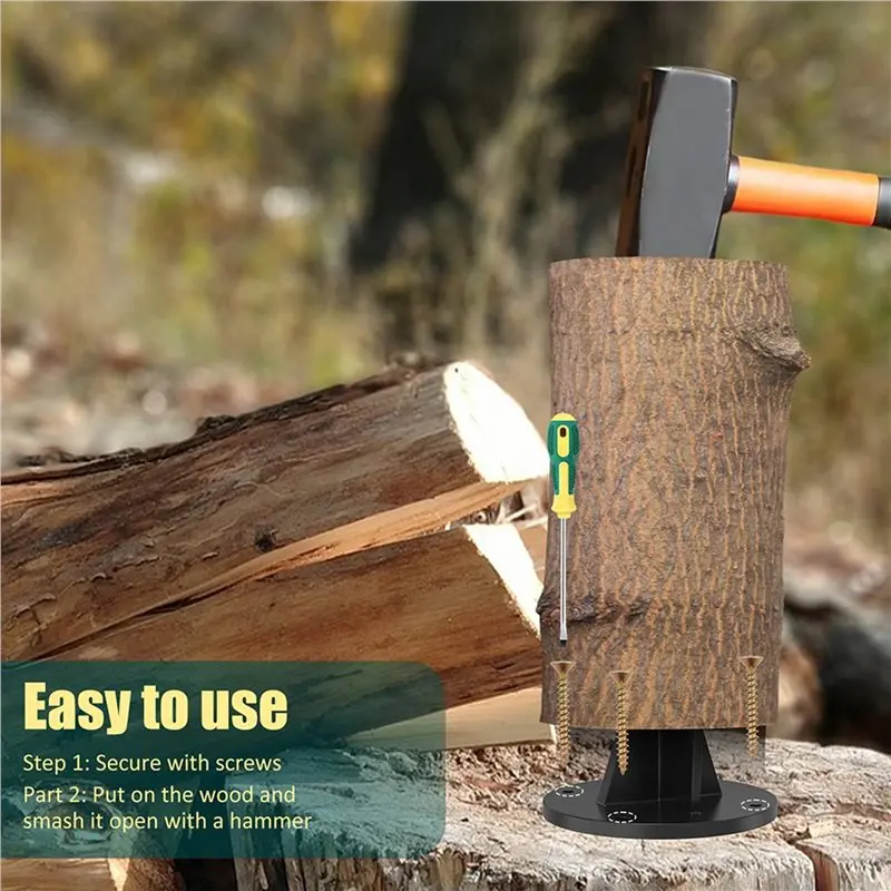 B84B-Firewood Kindling Splitter With 4 Screws-Easy To Use High Carbon Steel Log Splitter Efficient Wood Splitting Tool