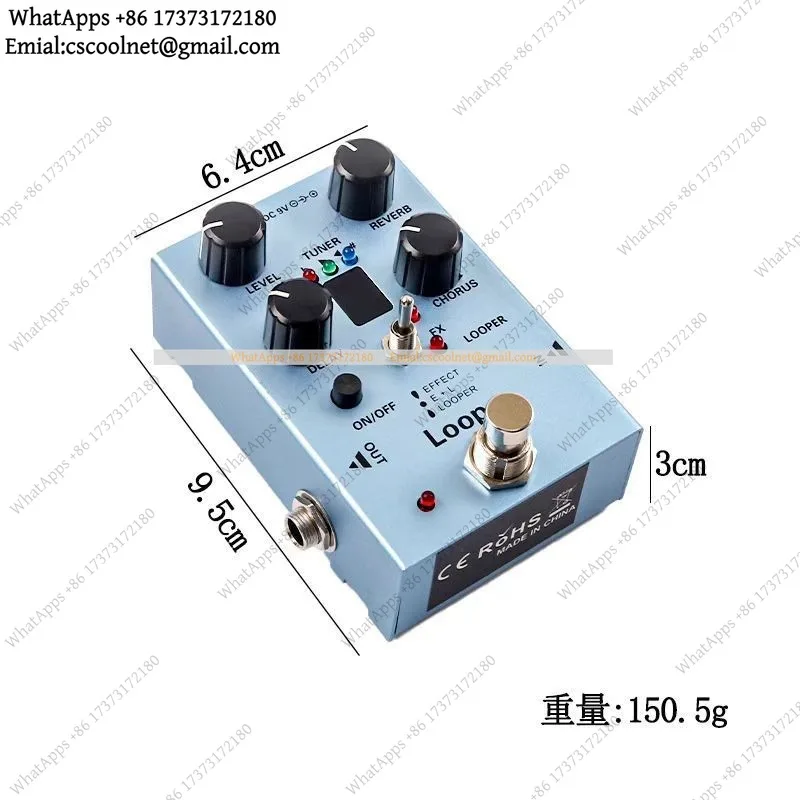 JS02 Electric Guitar Comprehensive Effects Multifunctional Reverb Chorus Delay Guitar Instrument Accessories Metal Portable