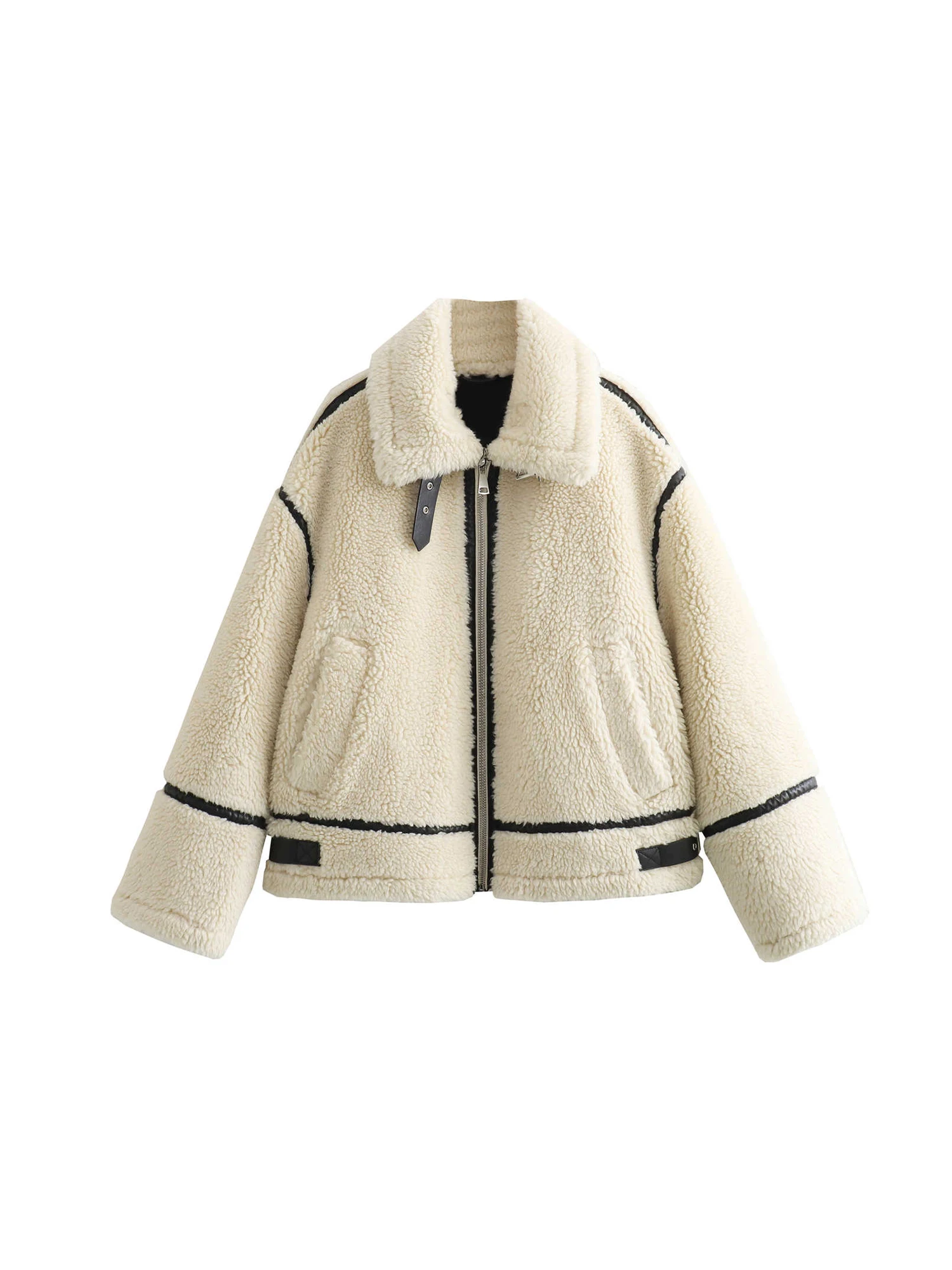 

Женское белое пальто из искусственного кроличьего меха, толстое теплое укороченное пальто из овчины с длинными рукавами, женские плюшевые плюшевые пальто, одежда зима 2025