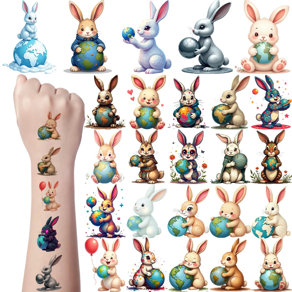 

54 шт. временные татуировки воздушный шар водостойкие долговечные наклейки для тела кролик земля временные татуировки наклейки сердечки для мальчиков