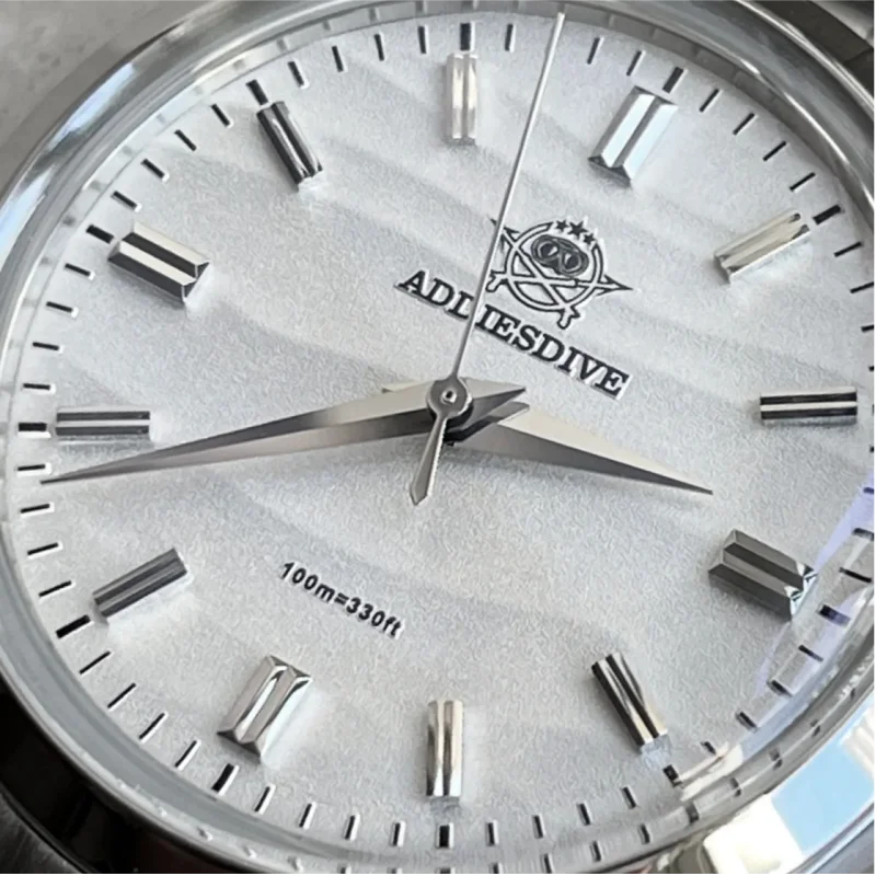 Addiesdive 36mm ad2030 sem logotipo relógio masculino deserto 3d dial 316l aço inoxidável 10bar à prova dwaterproof água reloj hombre relógios de quartzo