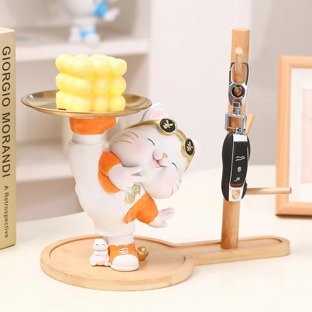 Zhaocai Cat Entrance Key Storage Ornament Home Furnishings Living Room Tray Decorations Move Room Bookshelf Home Office Bedroom