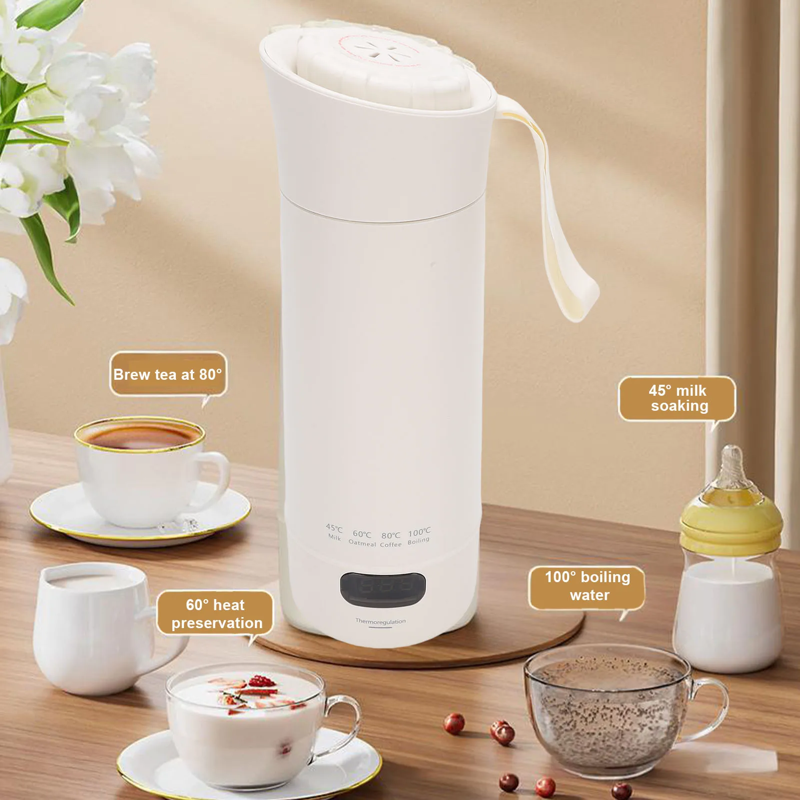 

Электрический чайник 110 В/220 В, портативная чашка с подогревом, многофункциональная кастрюля с кипяченой водой, термопот на открытом воздухе, чайники с регулируемой температурой