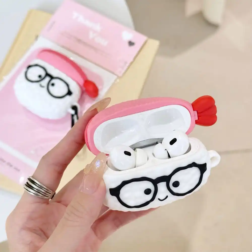 Hot Cute Cartoon Glasses Sushi Earphone Case for AirPods 1 2 3 Pro 2rd Soft Silicone Protective Cover Compatible with Airpods 4