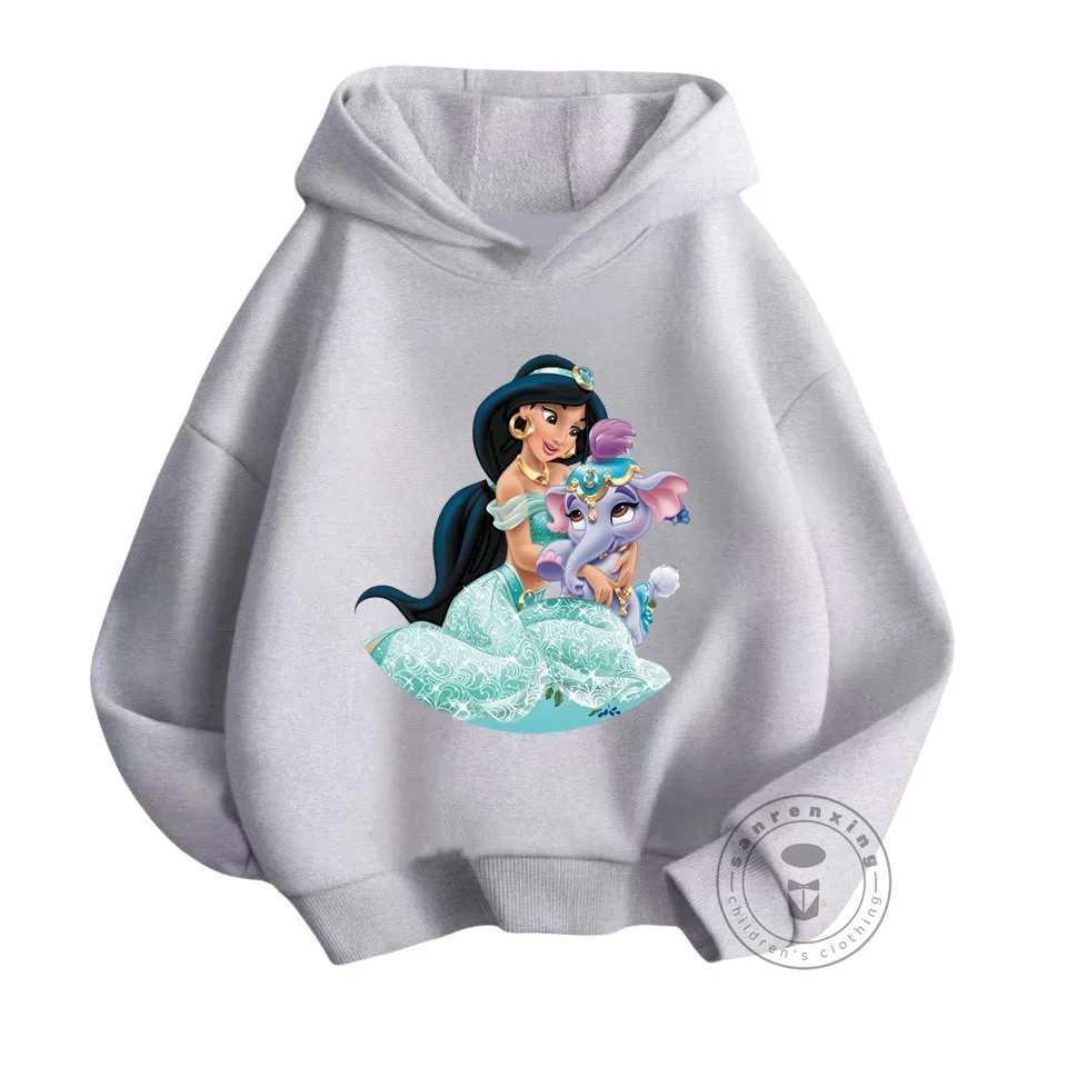 2024 Disney Cartoon Printing Hoodies Girls Sweatshirt Autumn And Winter Harajuku Pullovers Disney Aladdin Casual Hooded Tops