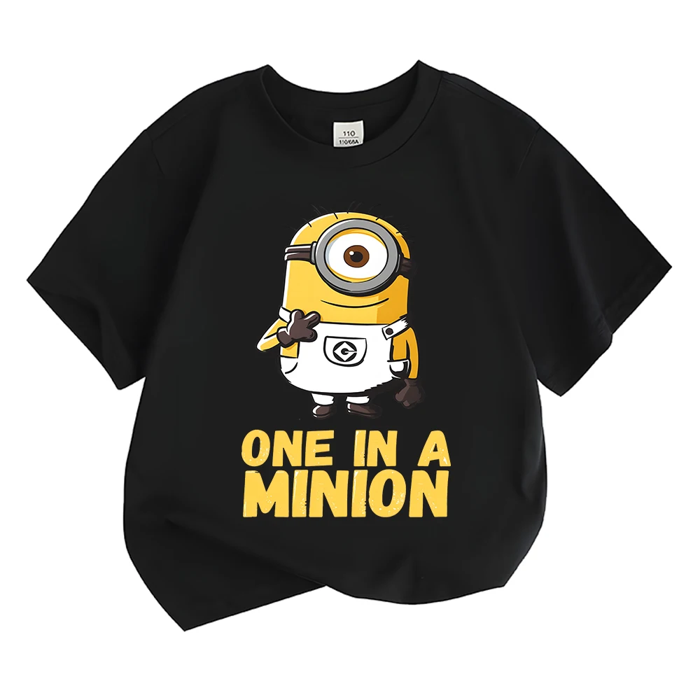 

ONE IN A MINION Cute Print Summer Kids T-shirt Brand Cotton Boys and Girls Short Sleeve High Quality Fashion Trend Cartoon Tops