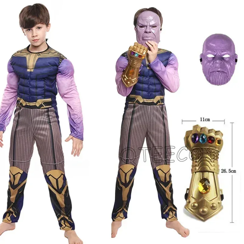Disfraz de Thanos, disfraces musculosos de superhéroe, mono de Anime, mono, máscara, trajes, regalos de cumpleaños y Halloween, ropa para niños