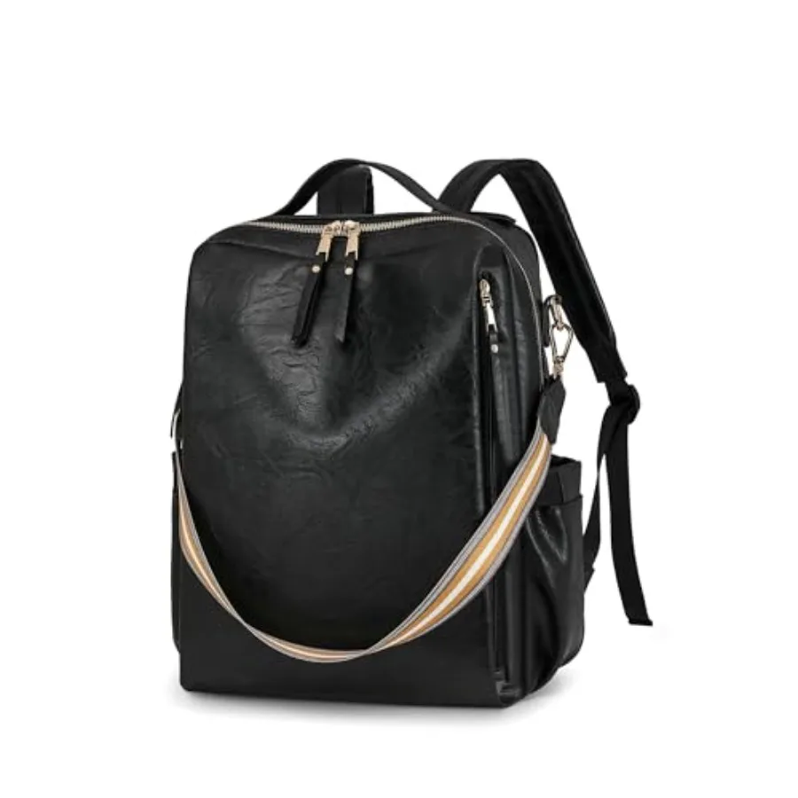 

PU Leather Large Backpack Purse for Women Casual Travel Backpack Convertible Satchel Handbags With Luggage Strap