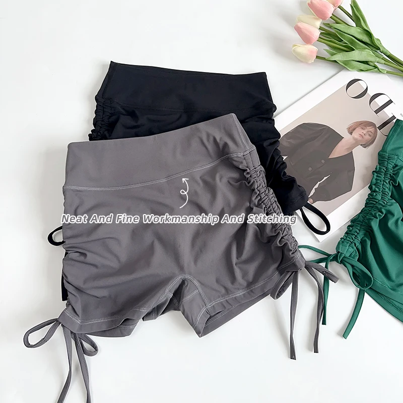 Summer High-Waisted Women's Yoga Fitness Shorts Sexy Drawstring Tied Three-Part… - Image 5