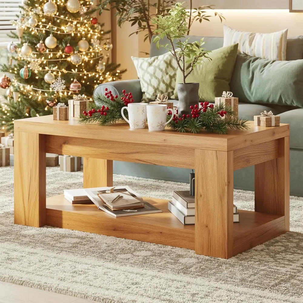 

Журнальный столик, Прямоугольный журнальный столик с местом для хранения вещей, 47,24 деревянные столы для гостиной, Центральный стол в деревенском стиле для квартиры, B