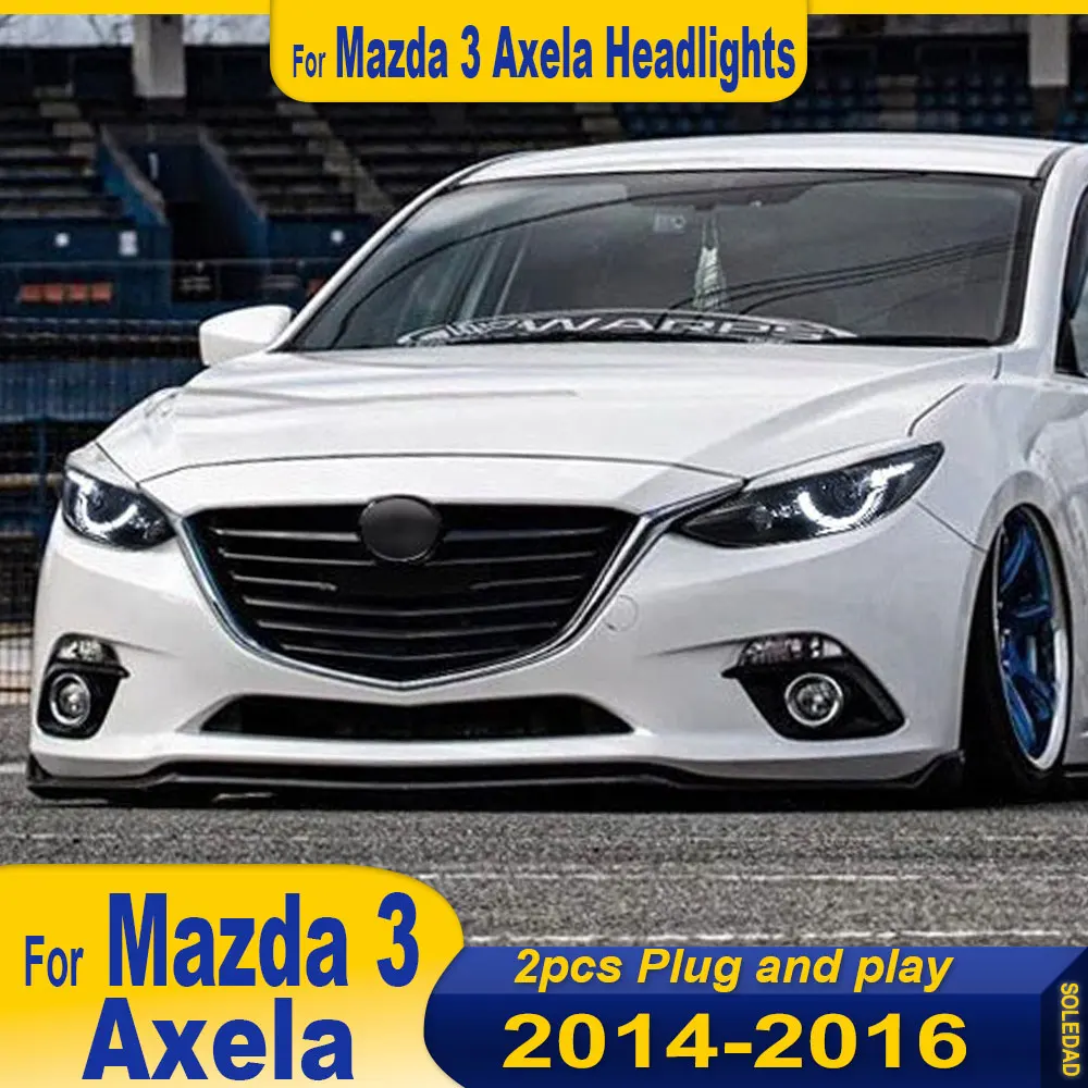

Автомобильные фары для Mazda 3 Alexa 2014 2015 2016 2017 2018 2019, полностью светодиодные фары в сборе, обновленная линза проектора с высокой настройкой