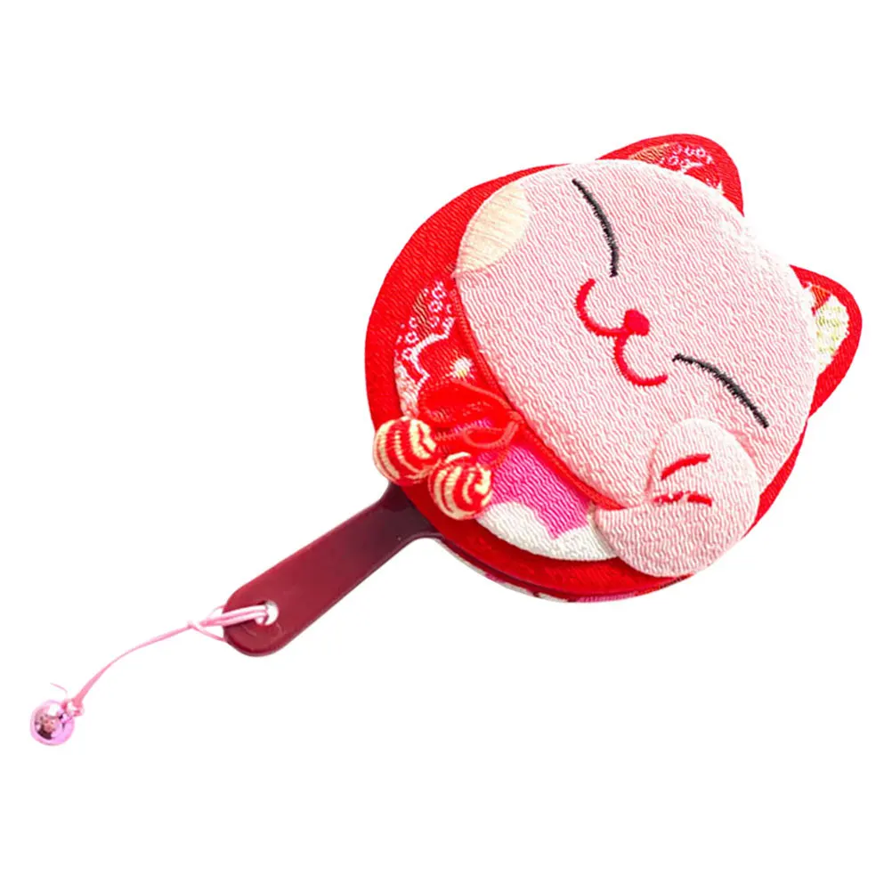 1 szt. Mini lusterko kosmetyczne podróżne z nadrukiem szczęśliwego kotka, kompaktowe lusterko ręczne, przenośne lusterko do makijażu dla kobiet