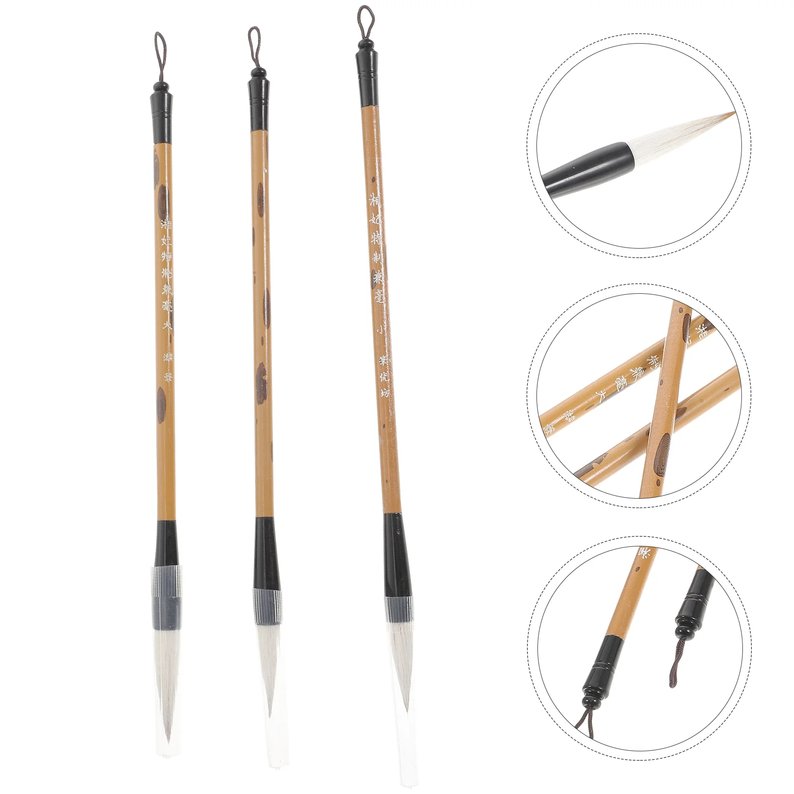 

3 Pcs Journaling Markers Brush Paintbrushes Traditional Chinese Painting Natural Plum and Bamboo
