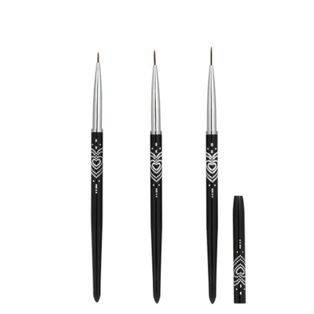 Metal Handle Nail Eyeliner Brushes 7mm/9mm/11mm Black Color Nail Art Liner Brush Thin Design Nail Drawing Pens Gel Polish Design view 5