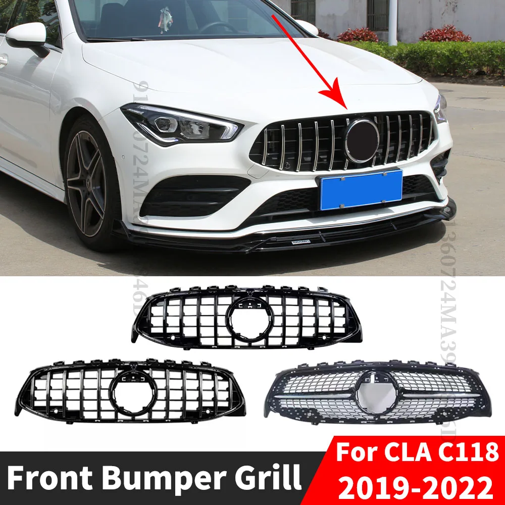 GT Diamond Front Bumper Grille Grill Facelift For Mercedes C118 W118 Benz CLA 2019-2022 180 200 250 260 220 Tuning Accessories