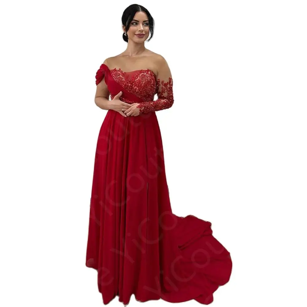 Unique Two Pieces Prom Gowns Red Evening Dress Long with Detachable Skirt Birthday Party Lace Robe de Soiree 2023 On Sale - Image 6