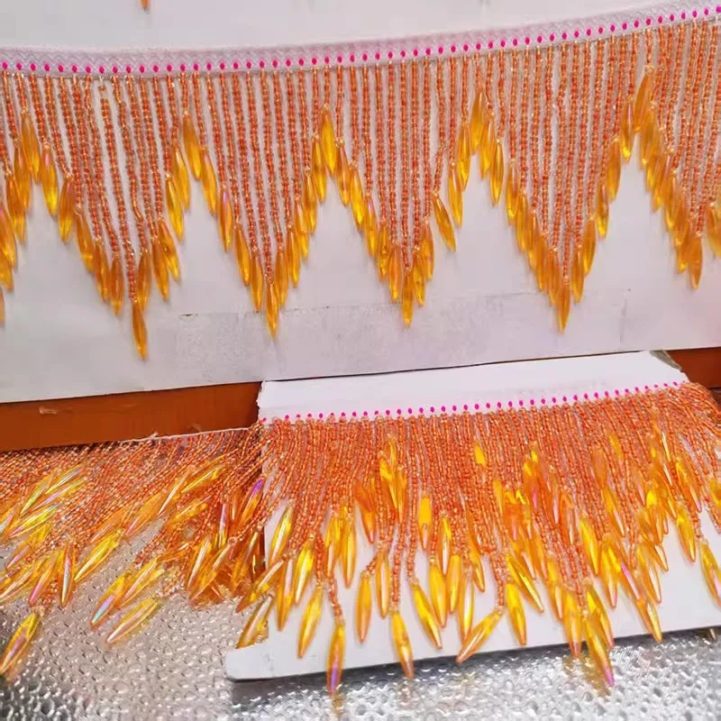 

1 ярд шириной 10 см, зубчатая волна, полупрозрачная стеклянная бусина, висящая бусина, кисточка, кружевная отделка, платье, ремесленное кружево