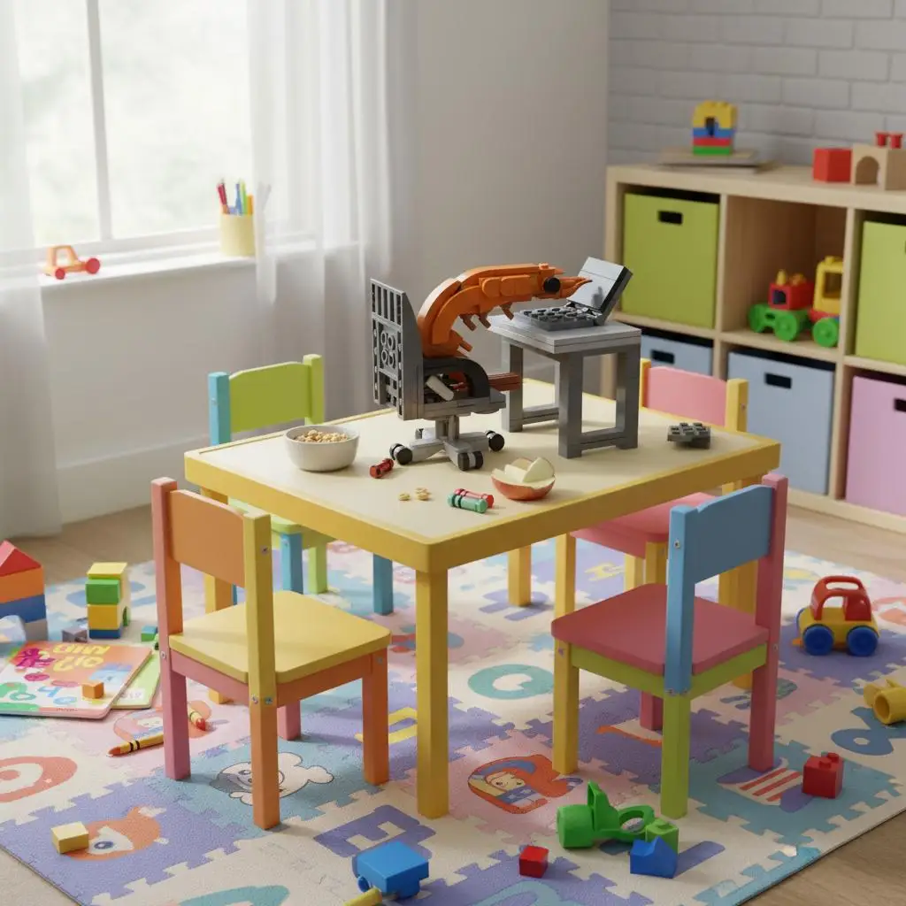 Moc blocos de construção mesas de computador cadeiras de computador camarão cidade série móveis ornamentos de mesa modelos criativos brinquedos
