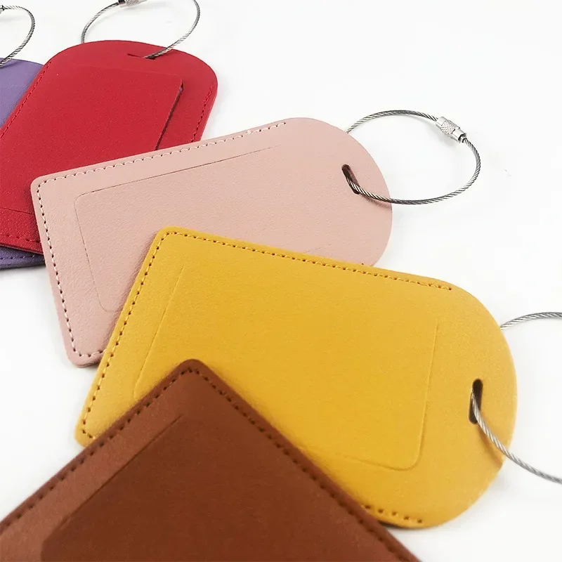 1PC Women Men PU Leather Luggage Tag Suitcase Address Label Baggage Boarding Bag Tag Name ID Address Holder Travel Accessorie