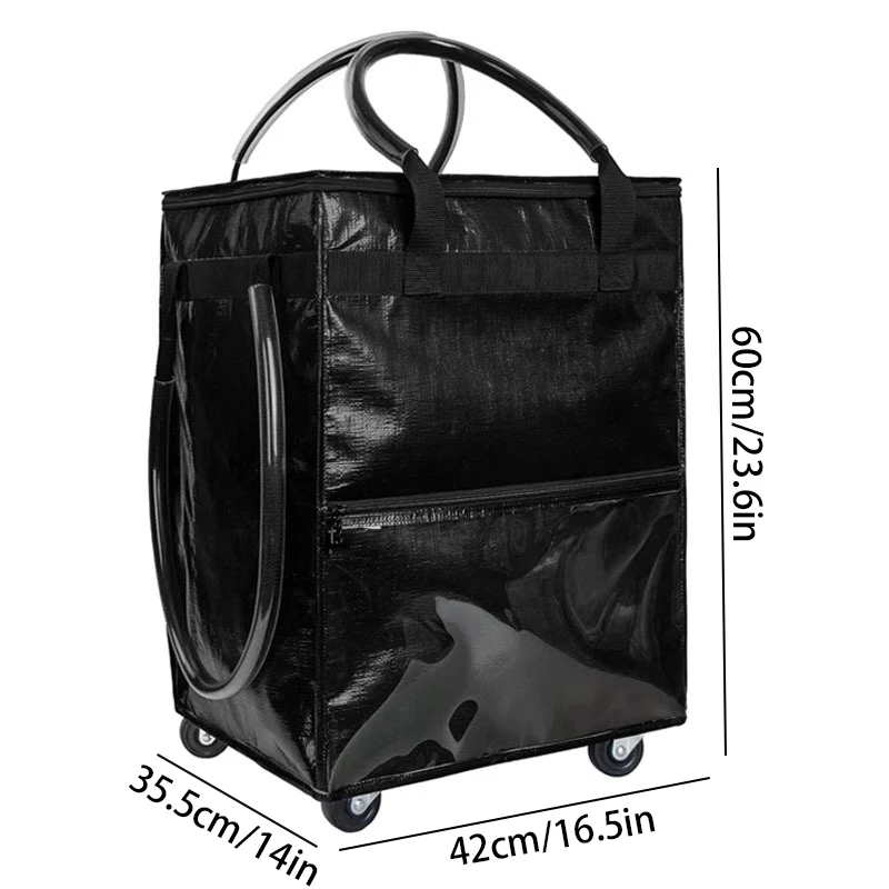 1PCS Collapsible Shopping Organiser Reusable toy organiser with wheels, shopping bag with 3 handles, collapsible trolley