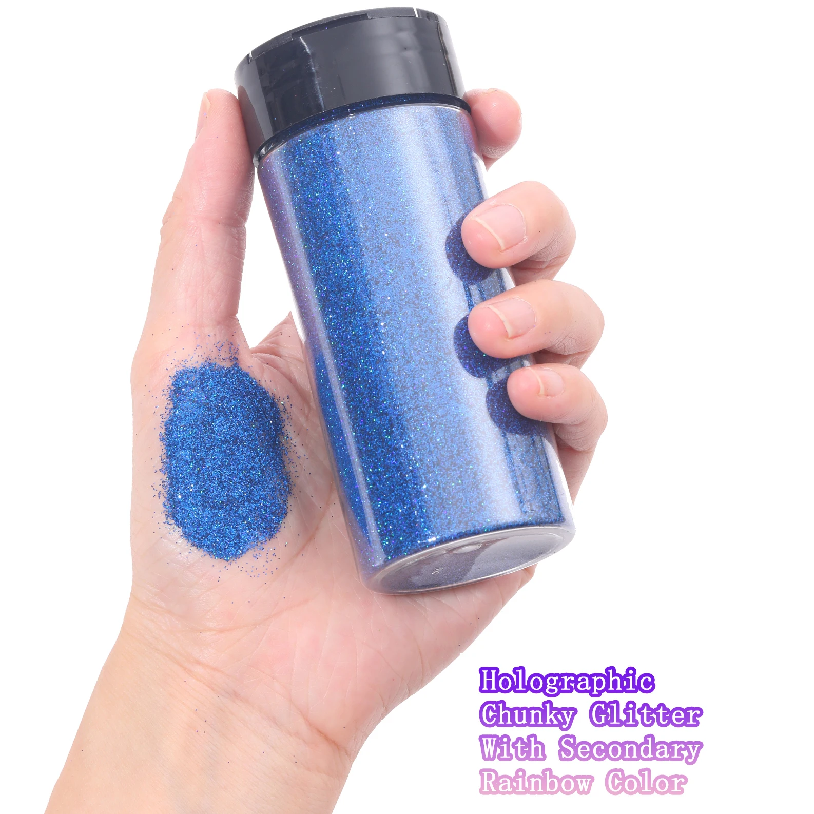 80G/2,8OZ holografischer ultrafeiner Glitzer, 1/128" Harz-Glitzerpulver, Paillettenflocken, Haar, Gesicht, Körper, Nagelglitzer – Detail 5