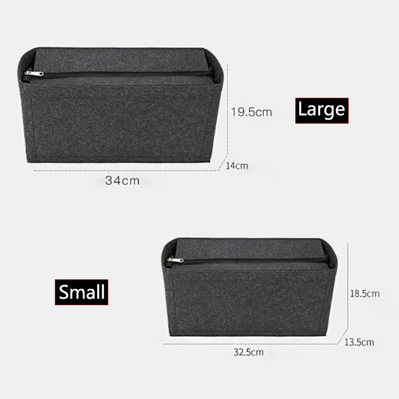 Felt Storage Bag Fit For Luxury tote Bag Large Capacity With Cover Travel Insert Liner Bag TINBERON Zipper Organize Cosmetic Bag