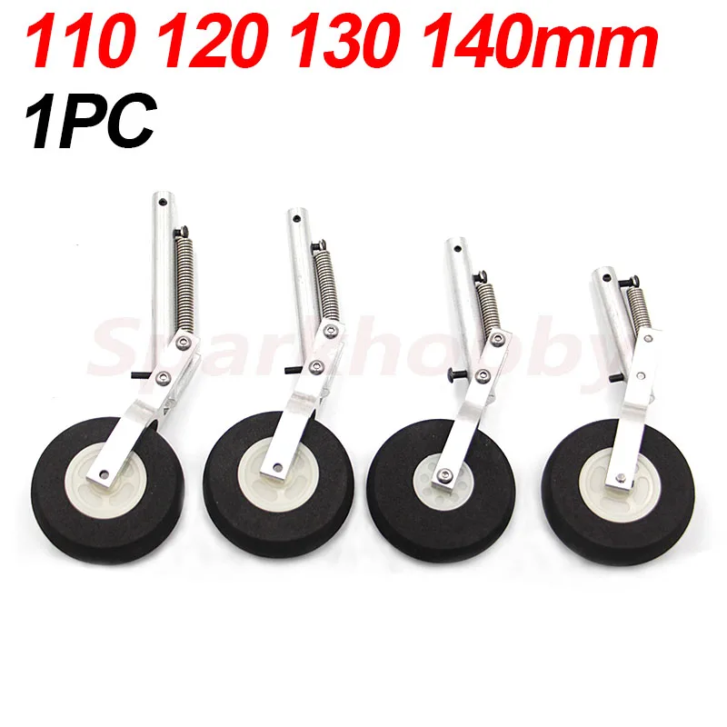 

1PC 110 120 130 140mm Aluminum Alloy Retractable Belt Spring Landing Gear 45mm 50mm Spomge Wheel For Fixed Wing RC Airplane Accs