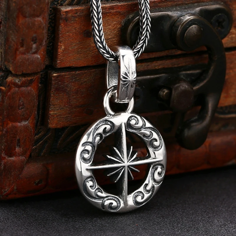 S925 Sterling Silver Pendants for Women Men New Fashion Sun God Radiance Eternal Vine Totem Compass Jewelry Amulet