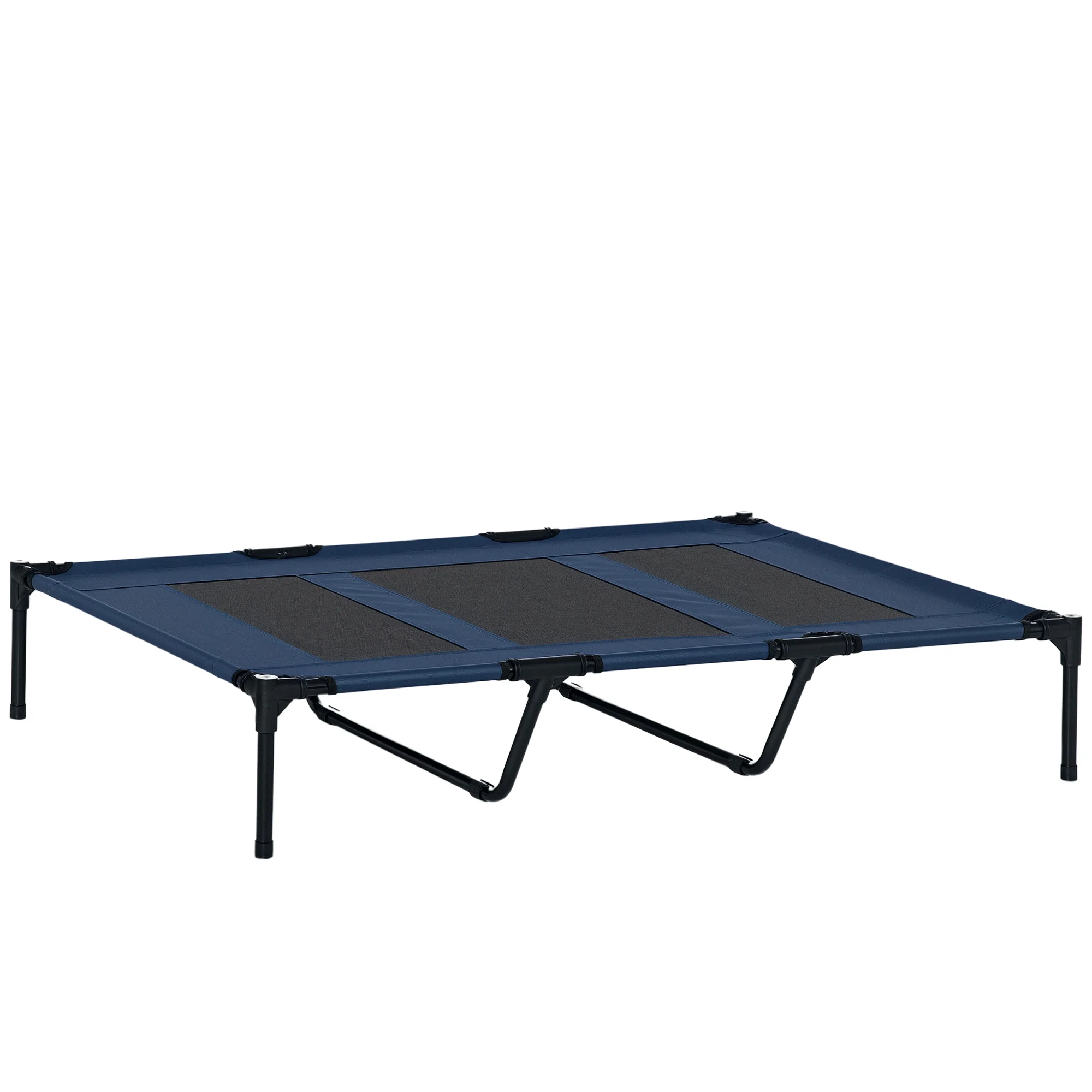 PawHut-Cama Elevada para Perros, Transpirable, para Interiores y Exteriores, 122x92x23 cm, Azul