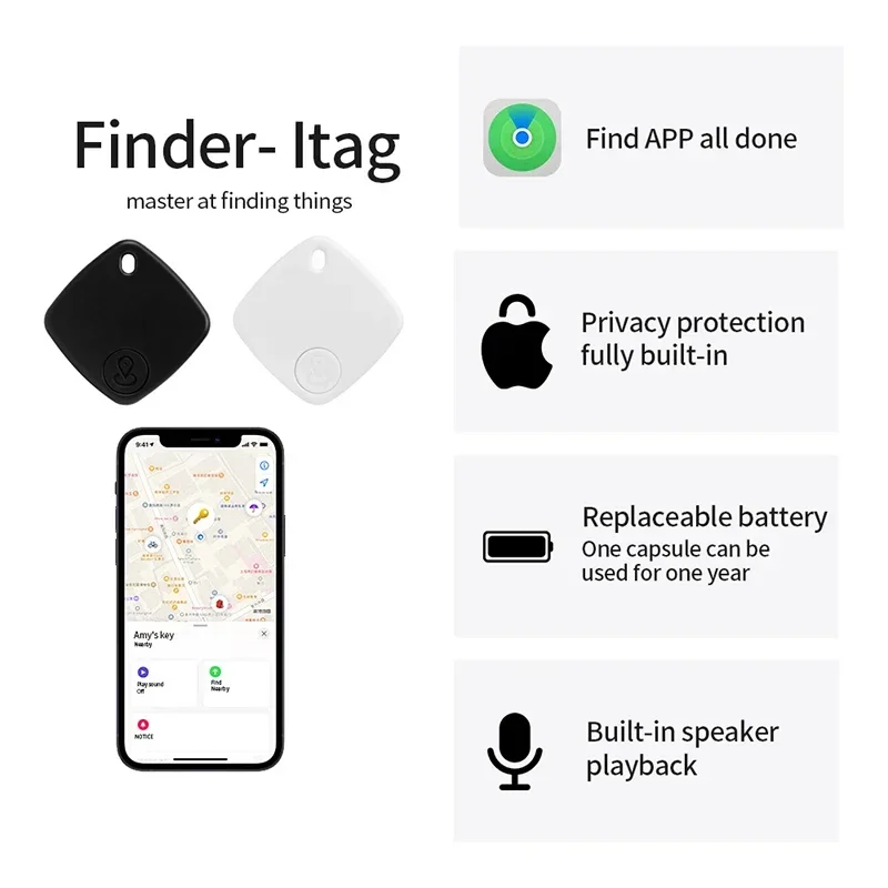 Findmy-ペット、子供、高齢者、専用、findmy、itag、ファインダーピープル、カートラッカー用のミニスマート紛失防止デバイス