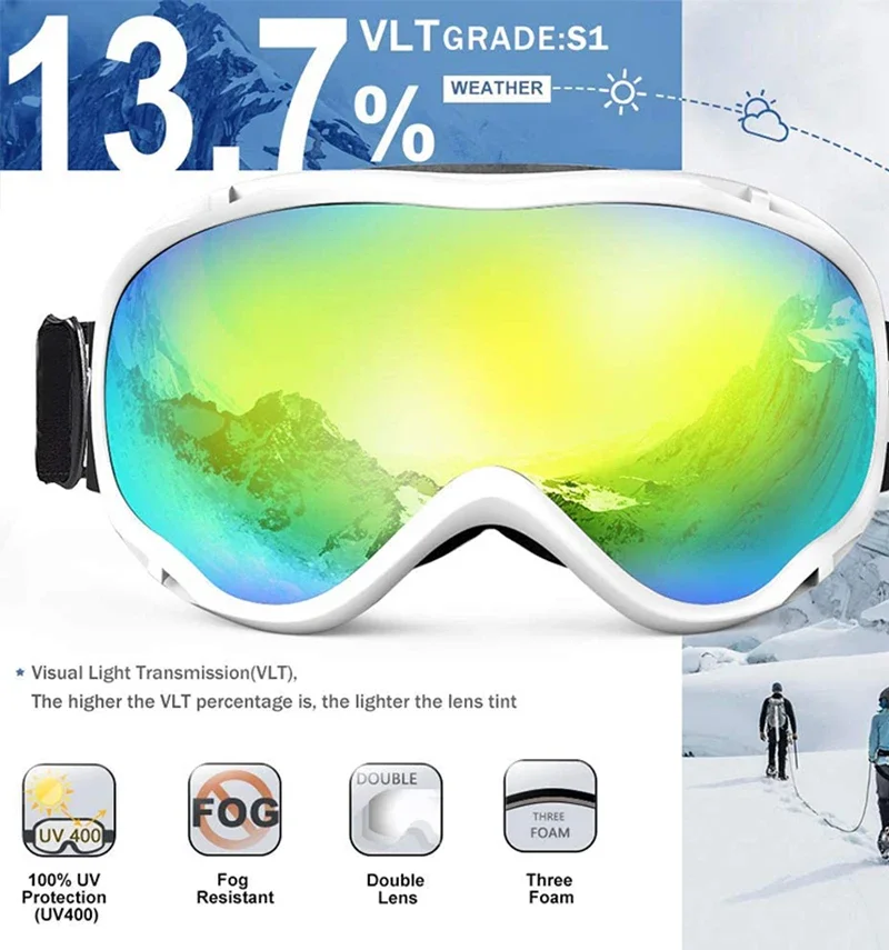 Snow White Glass Goggles Removeable Strap Goggles Low Rate Ski