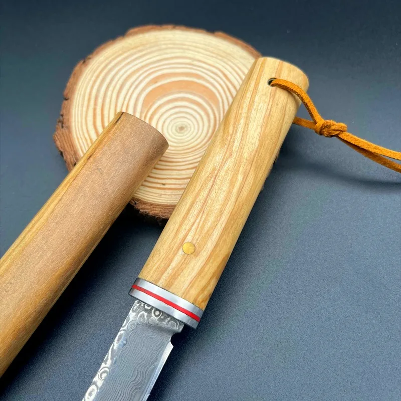 Imagem -04 - Damasco Tanto Blade Knife Olive Wood Handle Estilo Japonês Canivete Camping Ferramenta Edc Tactical Facas Militares Gift Box Vg10
