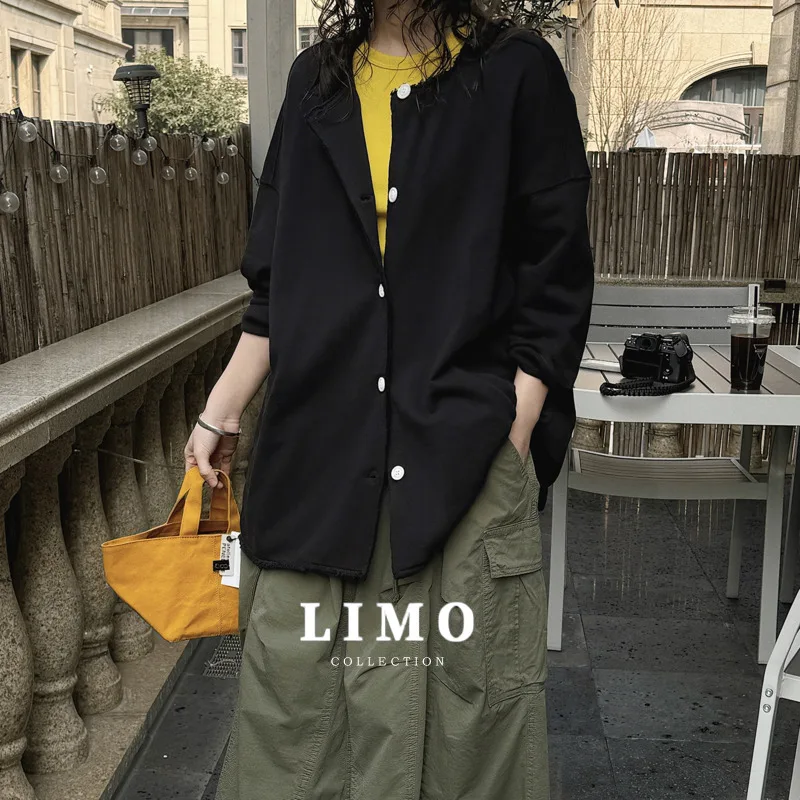 

LIMO 2025 Spring Summer Casual Cotton Blend Cropped Cardigan Cozy Outerwear with Raw Hem Design for Holidays Travel Daily Wear