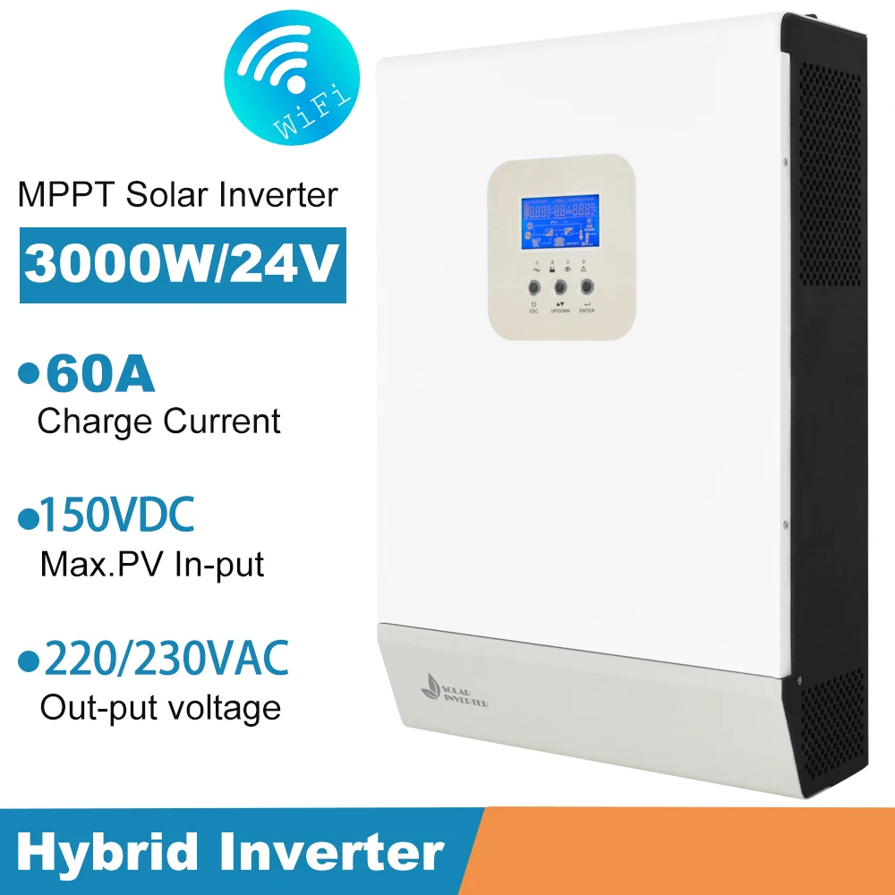 

3000W 5000W 24V 48V Pure Sine Wave Hybrid Solar Inverter Built 60A MPPT Solar Charger Controller Solar Panel Max PV 150/450VDC