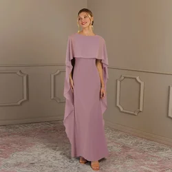 Vestido Formal para madre de la novia, prenda de gasa sin mangas con drapeado lateral, elegante, cuello de Joya, longitud hasta el suelo, 2024, 2024