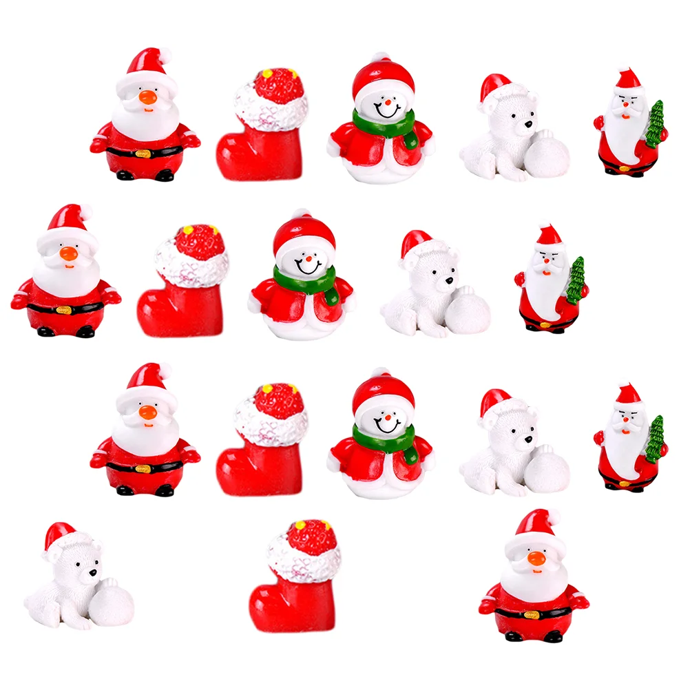 Tiny Cartoon Miniature Figurines, Papai Noel, Boneco de neve, Bota de urso, Cena de Natal, Natividade, 1 Conjunto, 18