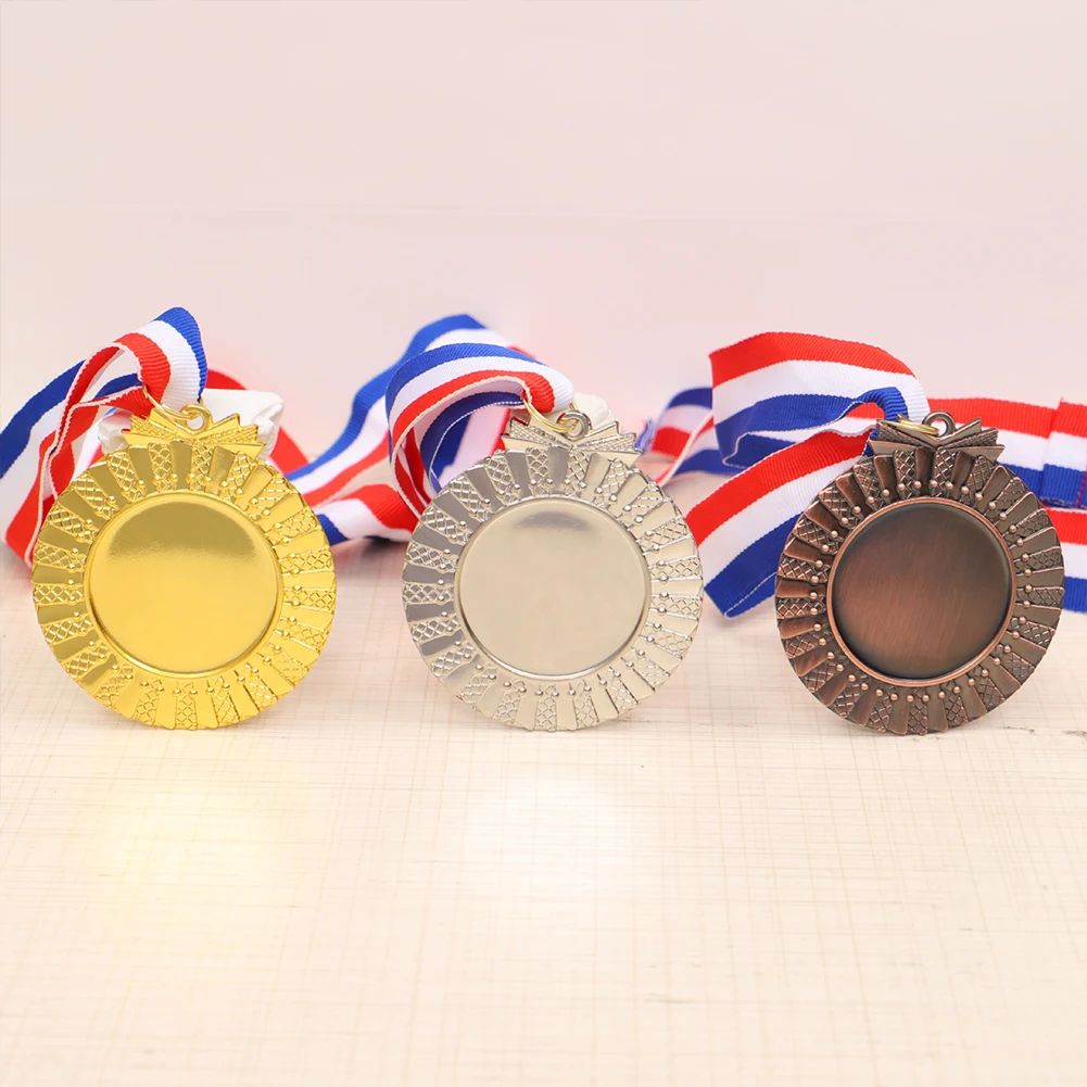 6.5cm Gold/Silver/Bronze Medal Award Medals with Neck Ribbon Competition Awards Metal Winner Medals for Marathon Ball Games