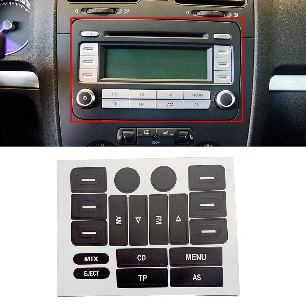 

For Volkswagen VW Golf Jetta Passat 2005 2009 Car Multimedia Menu CD FM AM Radio Audio Switch Button Repair Decal Sticker