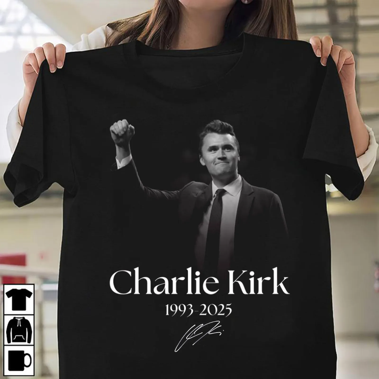 New Charlie Kirk 1993 - 2025 Short Sleeve Shirt All Size Singnature Men Women Cotton Tee Tops CHARLIE KIRK'S LIFE MATTERS Shirt