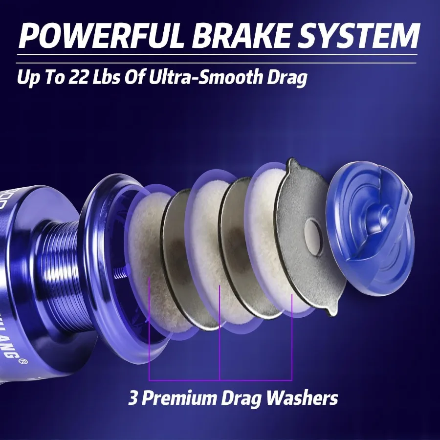 مجموعة صنارة صيد من الجرافيت والألياف الزجاجية بطول 6 أقدام مكونة من قطعتين مع بكرة دوارة مضادة للعكس لفكرة صيد المياه العذبة والمياه المالحة
