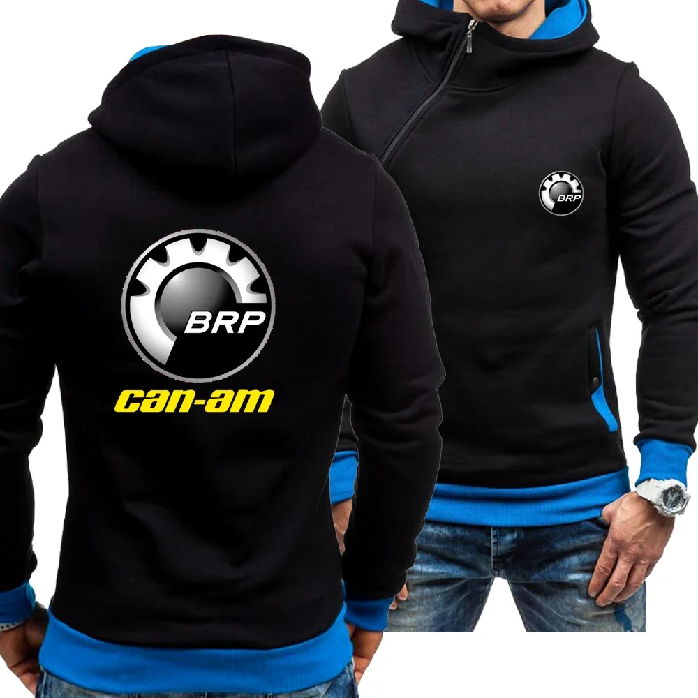 

New Men's Casual Spring Autumn Hoodie Brp Can-am Logo Skew Zipper Long Sleeve Fashion Zip Hoody Sweatshirt