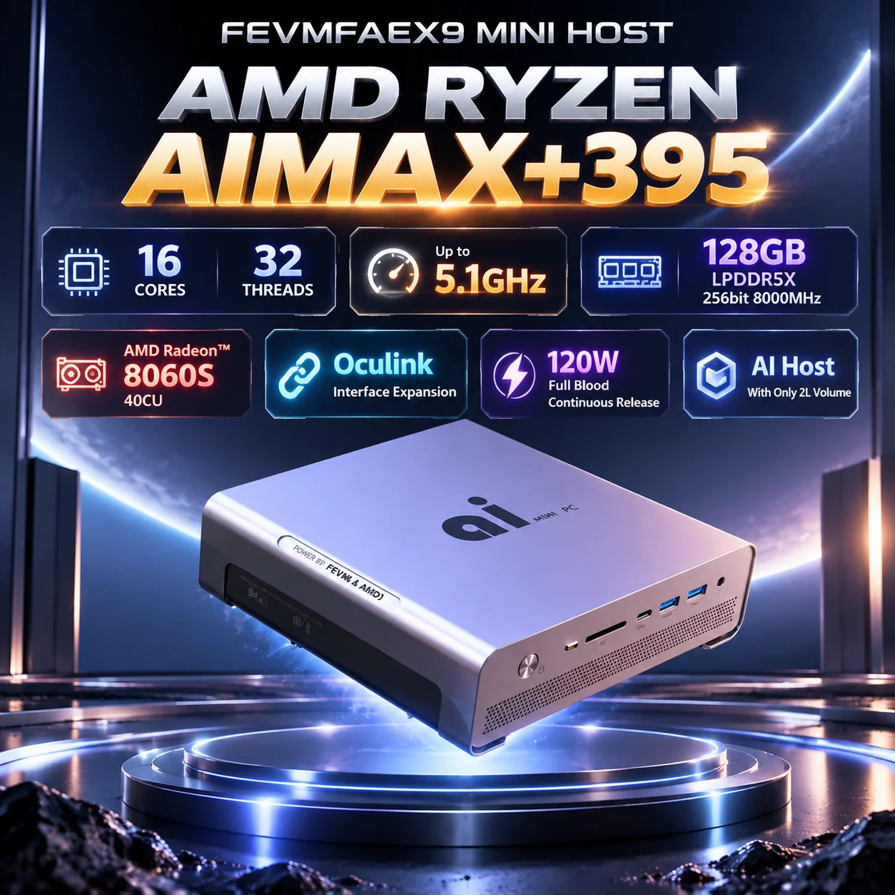 Szbox novo amd ryzen ai max 395 mini pc FA-EX9 lpddr5x 128gb
