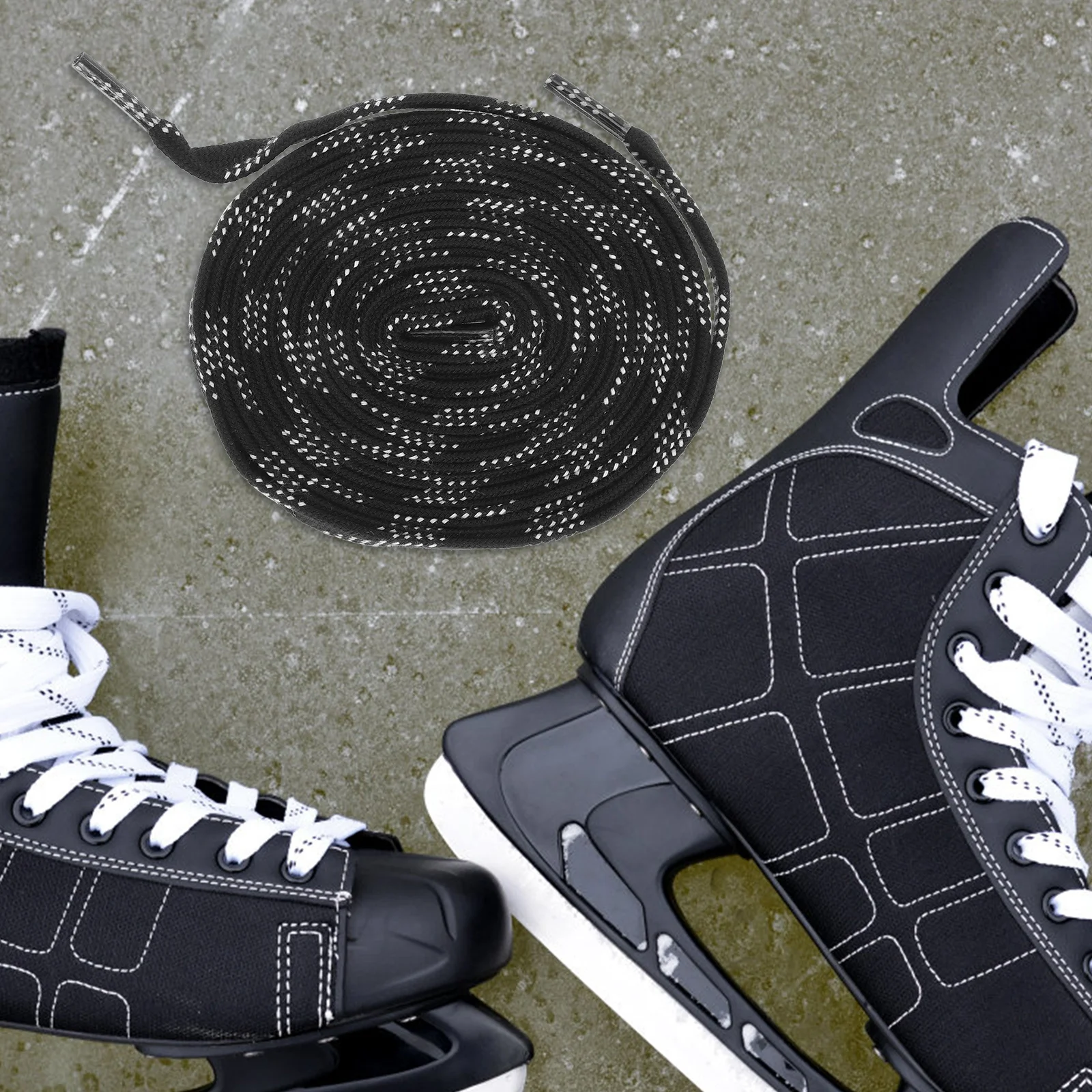 1 par de cadarços para patins de gelo, cadarços planos de poliéster para hóquei, resistentes ao desgaste, leves, para calçados esportivos, substituição